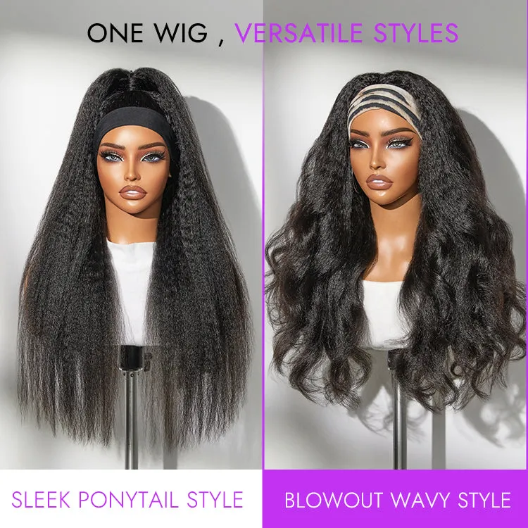 Luvme Too Easy Texture™ Wig Kinky Straight Flexi-Fit Drawstring Glueless Headband Wig (Get Free Trendy Headbands)