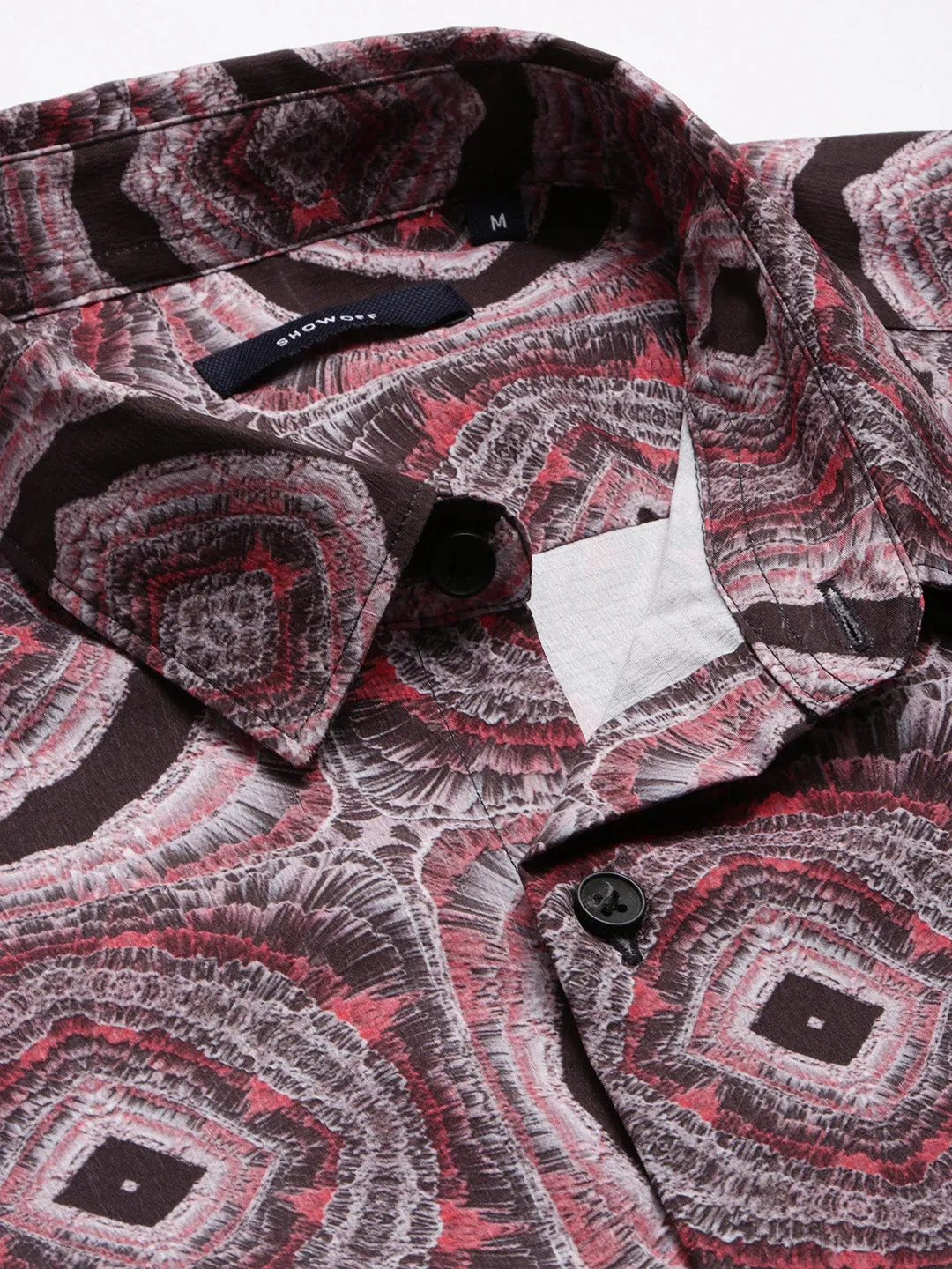 Men Black Standard Spread Collar Slim Fit Opaque Printed Casual Shirt
