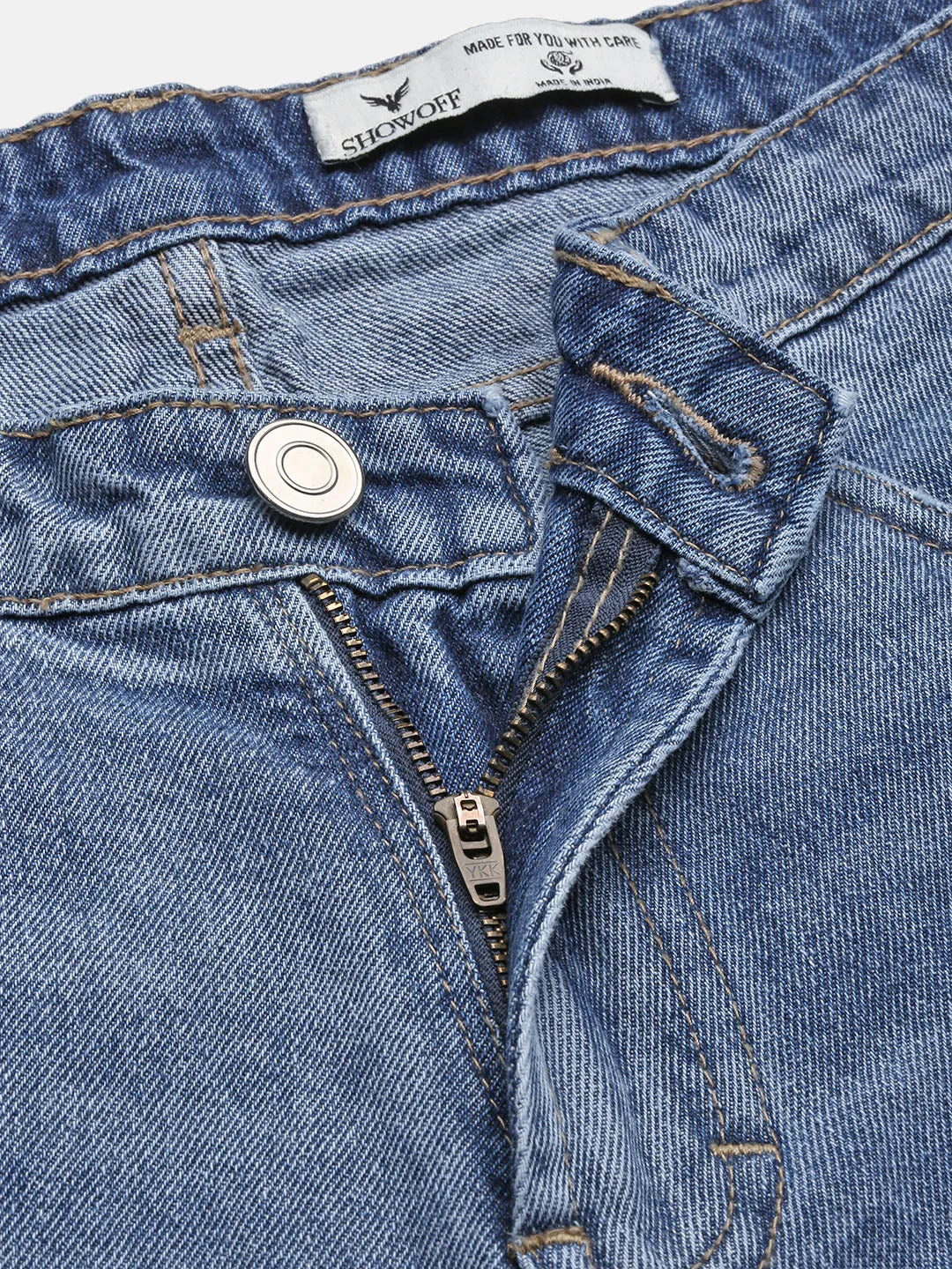 Men Blue Regular Fit Cropped Light Fade Torn Jeans