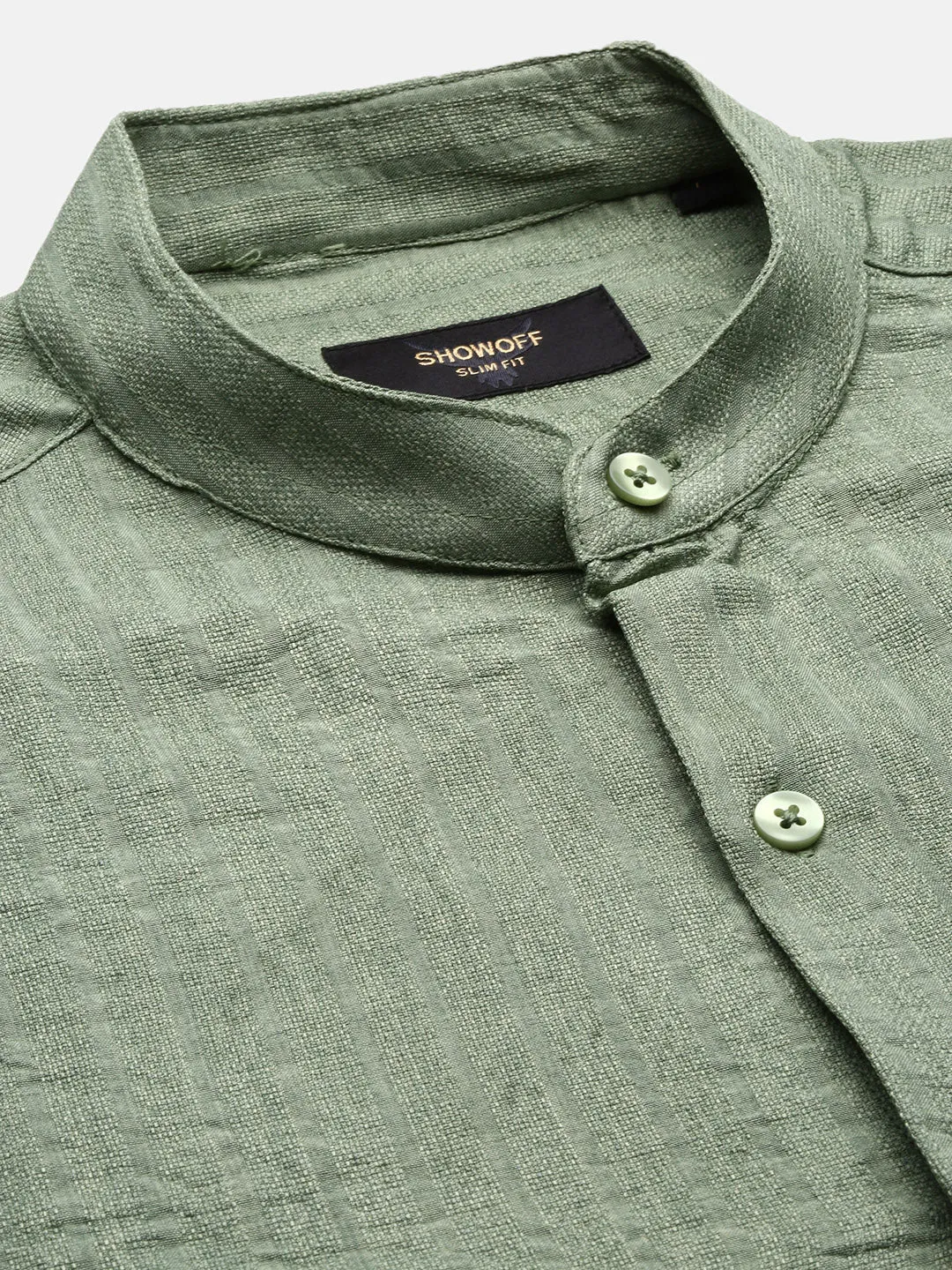 Men Green Slim Fit Casual Shirt