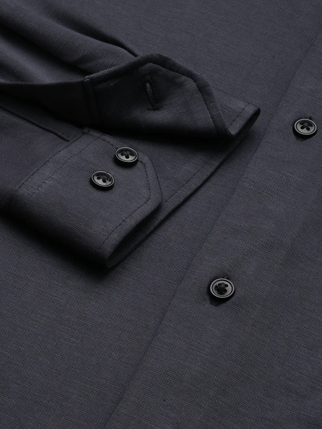 Men Grey Casual Cotton Shirt