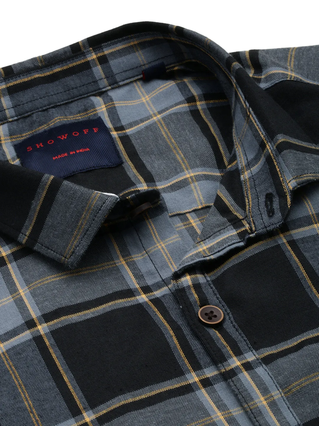 Men Grey Classic Tartan Checked Casual Shirt