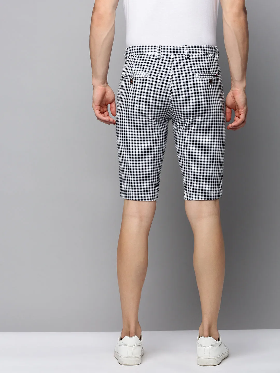 Men Grey Regular Fit Checked Cotton Shorts