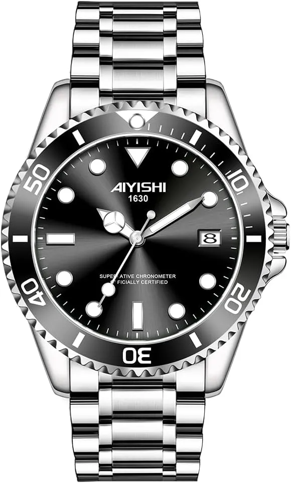 Men's Analog Quartz Watch with Date Display & Luminous Hands Waterproof, Luxury Silver Stainless Steel Watch, Rotatable Bezel Classic Business Dress Wristwatch Relojes De Hombre