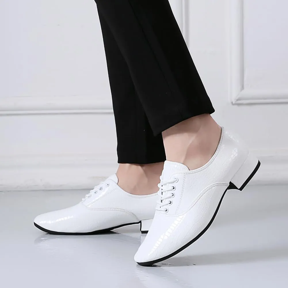Men's Ballroom Dance Shoes Black Lace-up Latin Performance Shoes Waltz Modern Dancing Practice Shoe