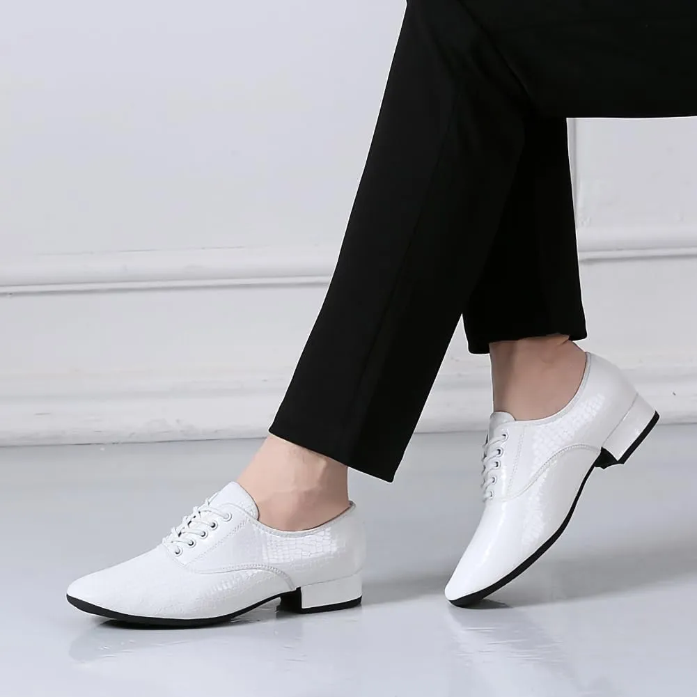 Men's Ballroom Dance Shoes Black Lace-up Latin Performance Shoes Waltz Modern Dancing Practice Shoe