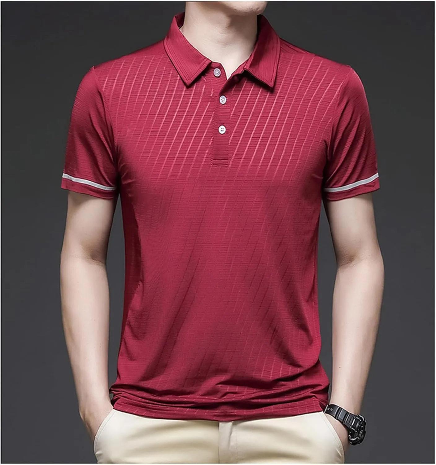 Mens Business Polo Shirt Summer Slim fit Quick Dry Short Sleeve Golf T-Shirts Athletic Tees M-4XL