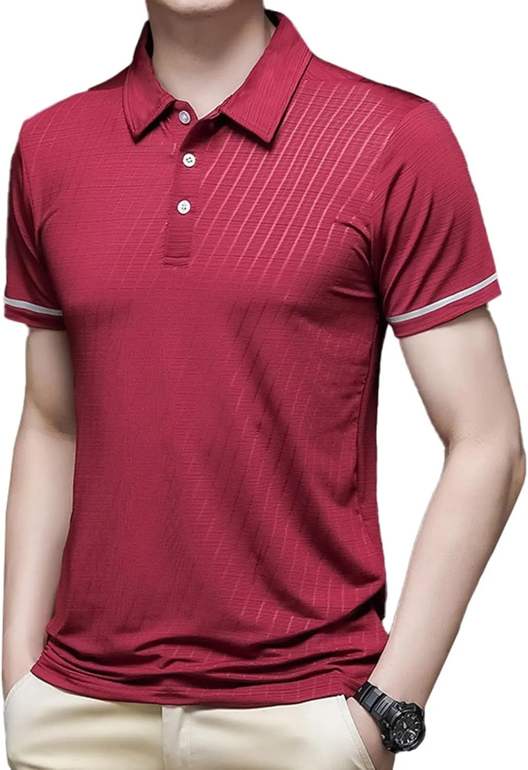 Mens Business Polo Shirt Summer Slim fit Quick Dry Short Sleeve Golf T-Shirts Athletic Tees M-4XL