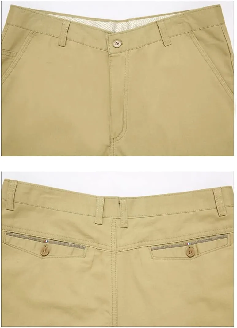 Men's Casual Cotton Long Straight Pants, Loose Business Thin Solid Trousers, Summer Middle-Aged Father Pants