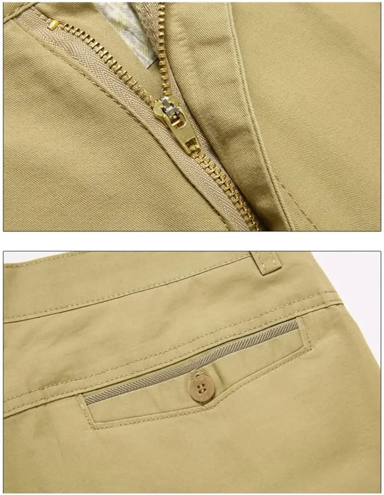 Men's Casual Cotton Long Straight Pants, Loose Business Thin Solid Trousers, Summer Middle-Aged Father Pants
