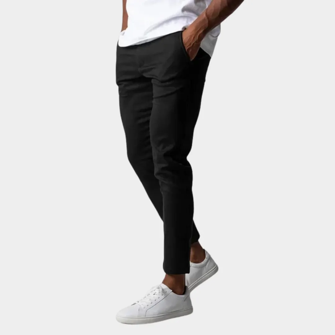 Men's Slim Fit Trousers - Elastic Waist - Formal Business Style - Multiple Colours