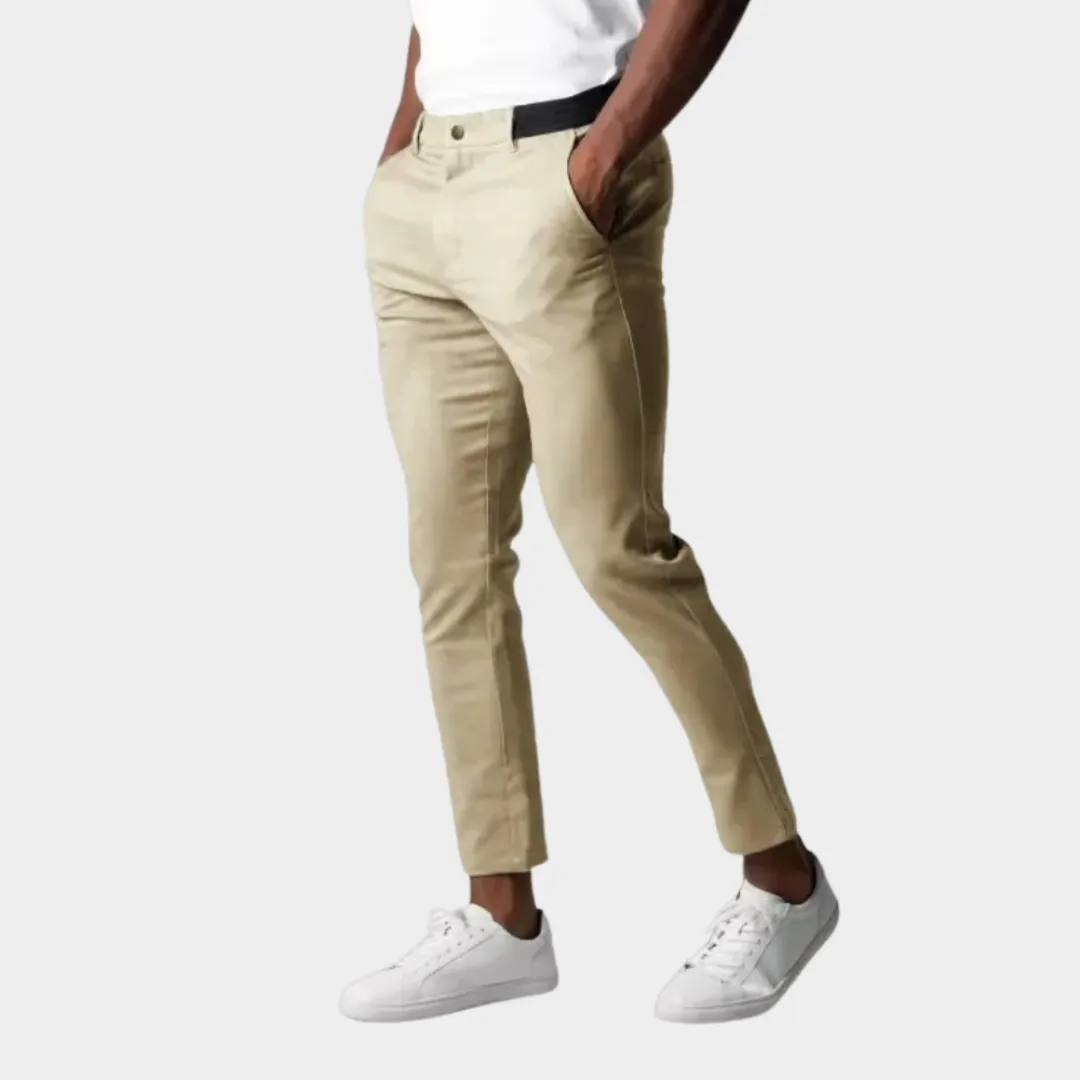 Men's Slim Fit Trousers - Elastic Waist - Formal Business Style - Multiple Colours