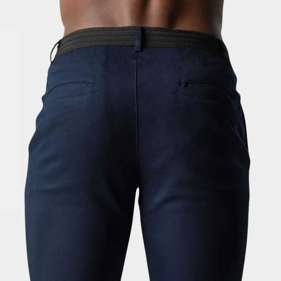 Men's Slim Fit Trousers - Elastic Waist - Formal Business Style - Multiple Colours
