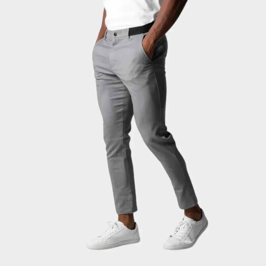 Men's Slim Fit Trousers - Elastic Waist - Formal Business Style - Multiple Colours