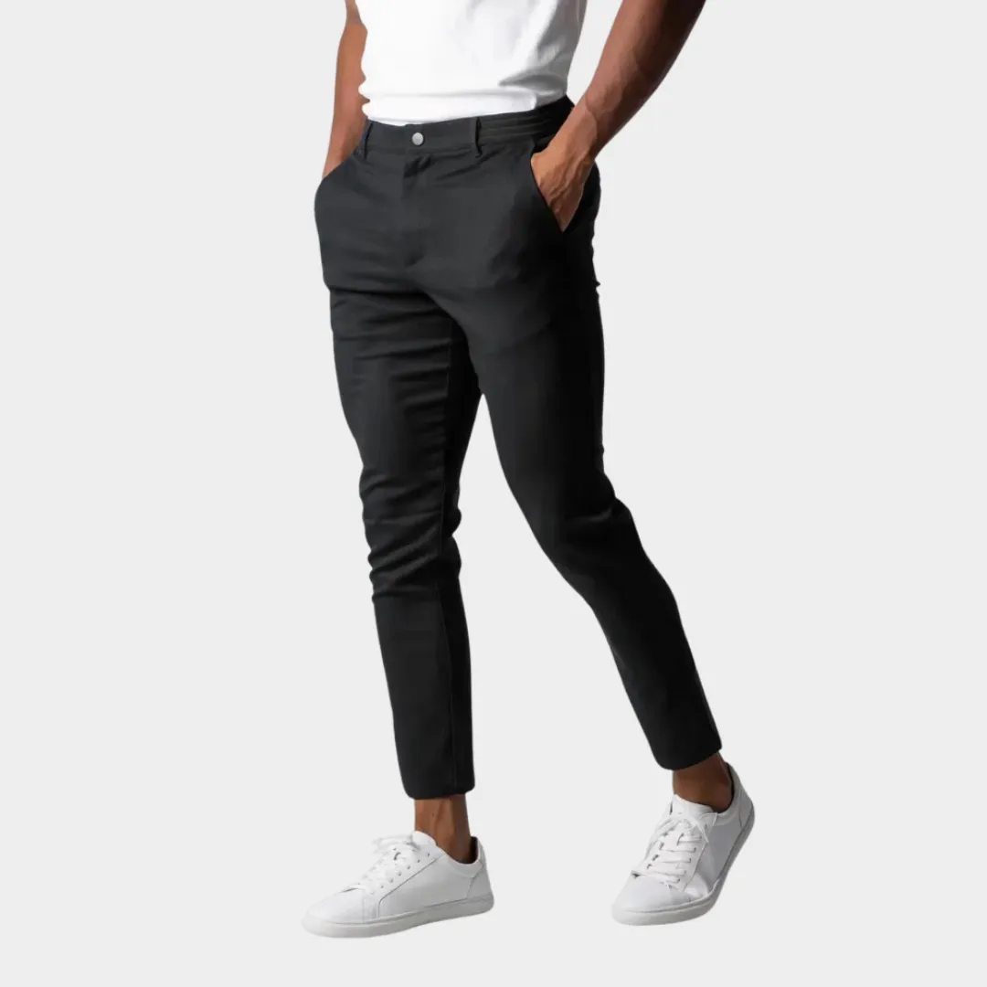 Men's Slim Fit Trousers - Elastic Waist - Formal Business Style - Multiple Colours
