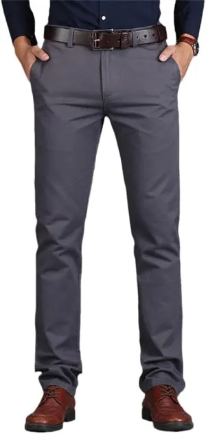 Men's Straight Loose Pants, Casual Trousers Large Size, Cotton Business Suit Pants Green Brown Grey