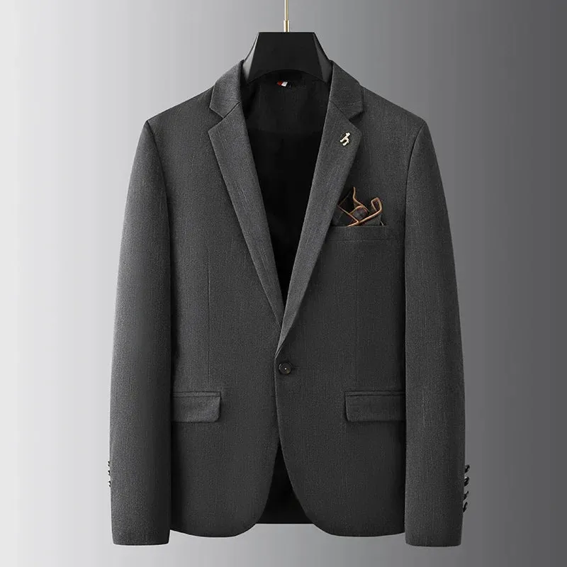Men's Suit Set - Slim Fit Blazer & Flat Front Trousers - Notch Lapel - 2-Button Closure