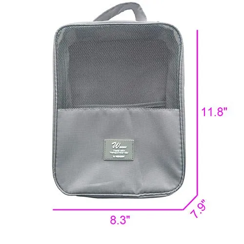 MoreTeam Travel Shoe Bag, Dry & Wet Separation 3 in 1 Shoe Organizer Space Saving Storage Bags Tote Pouch with Zipper for Men Women (Dry&Wet Separated - Gray)