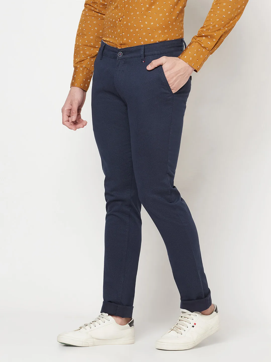 Navy Blue Printed Trousers