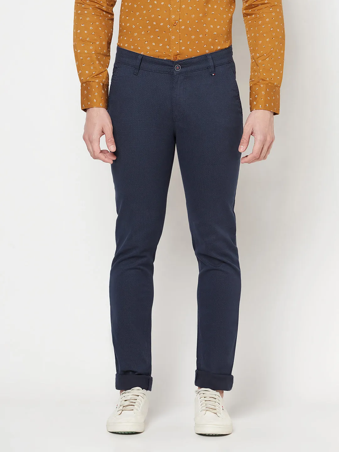 Navy Blue Printed Trousers