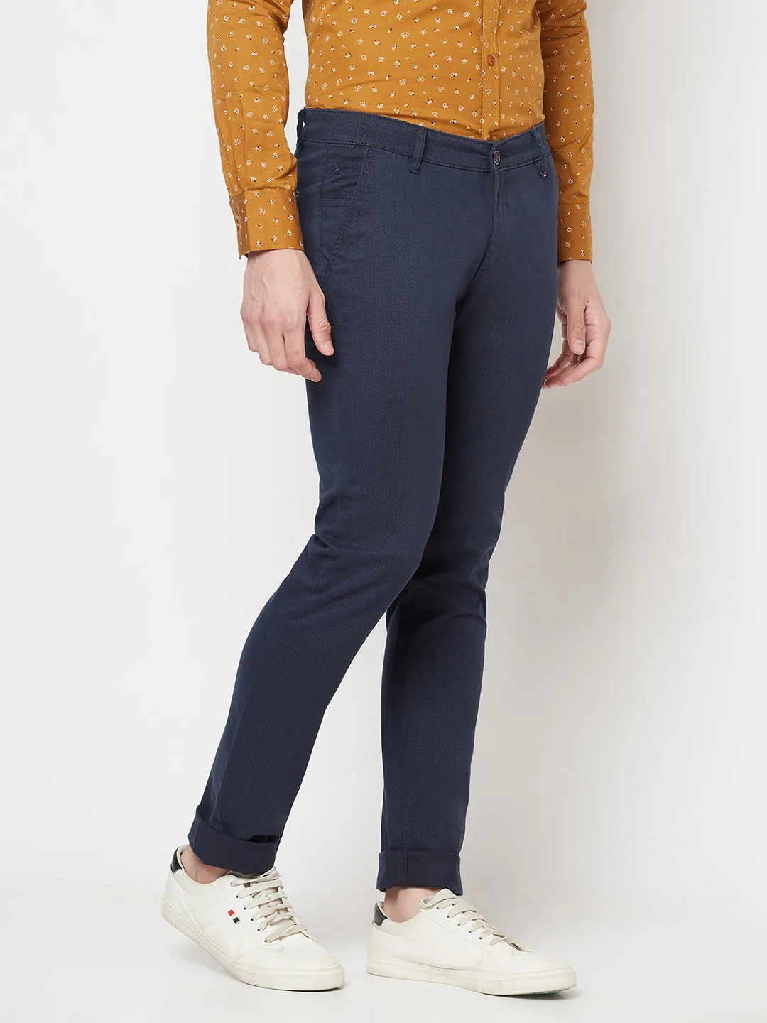 Navy Blue Printed Trousers