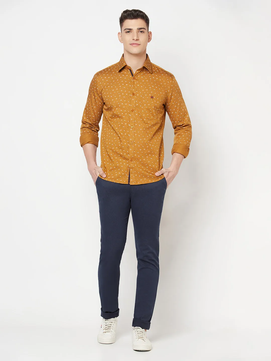 Navy Blue Printed Trousers