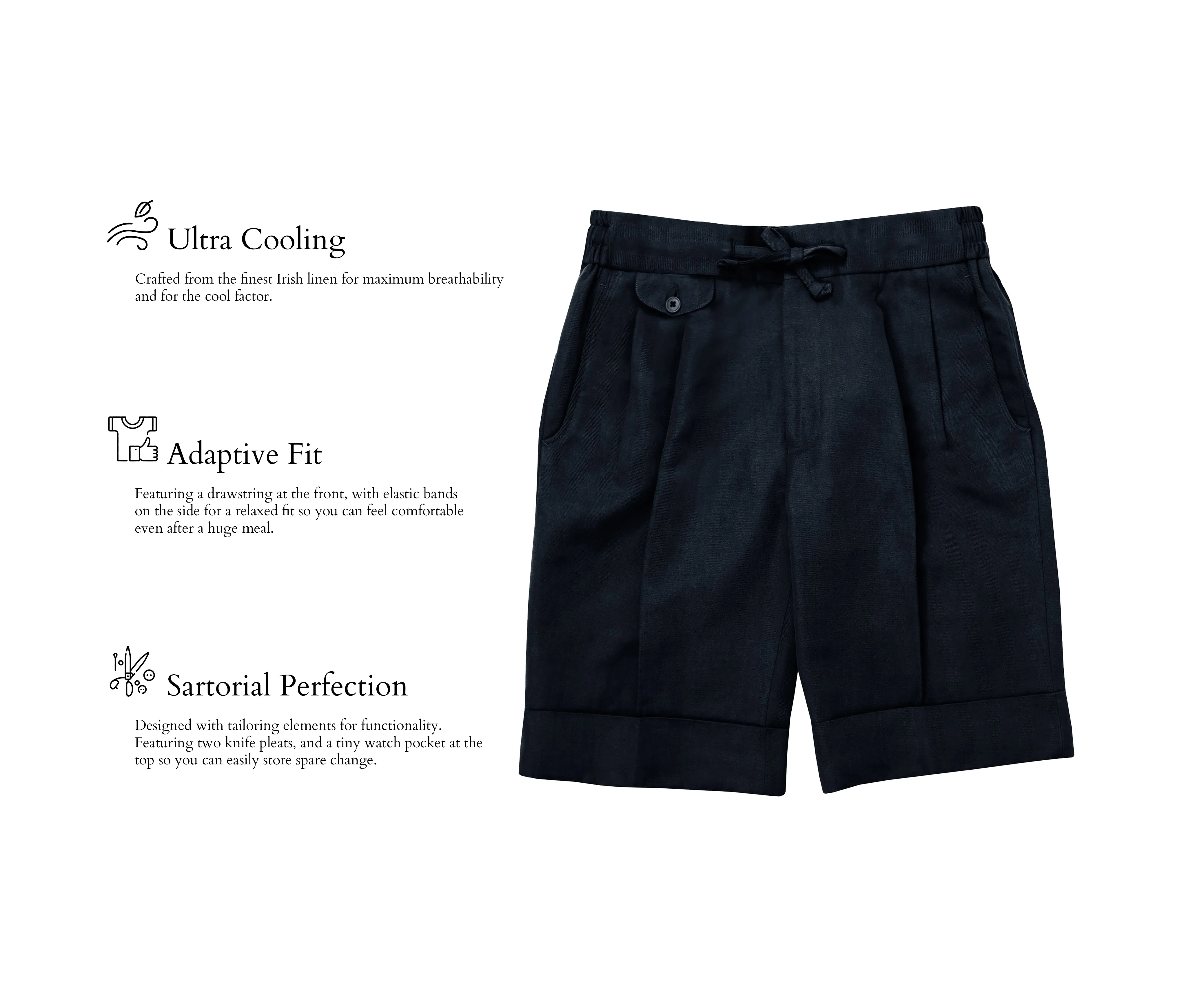 Navy Linen Bermuda Shorts