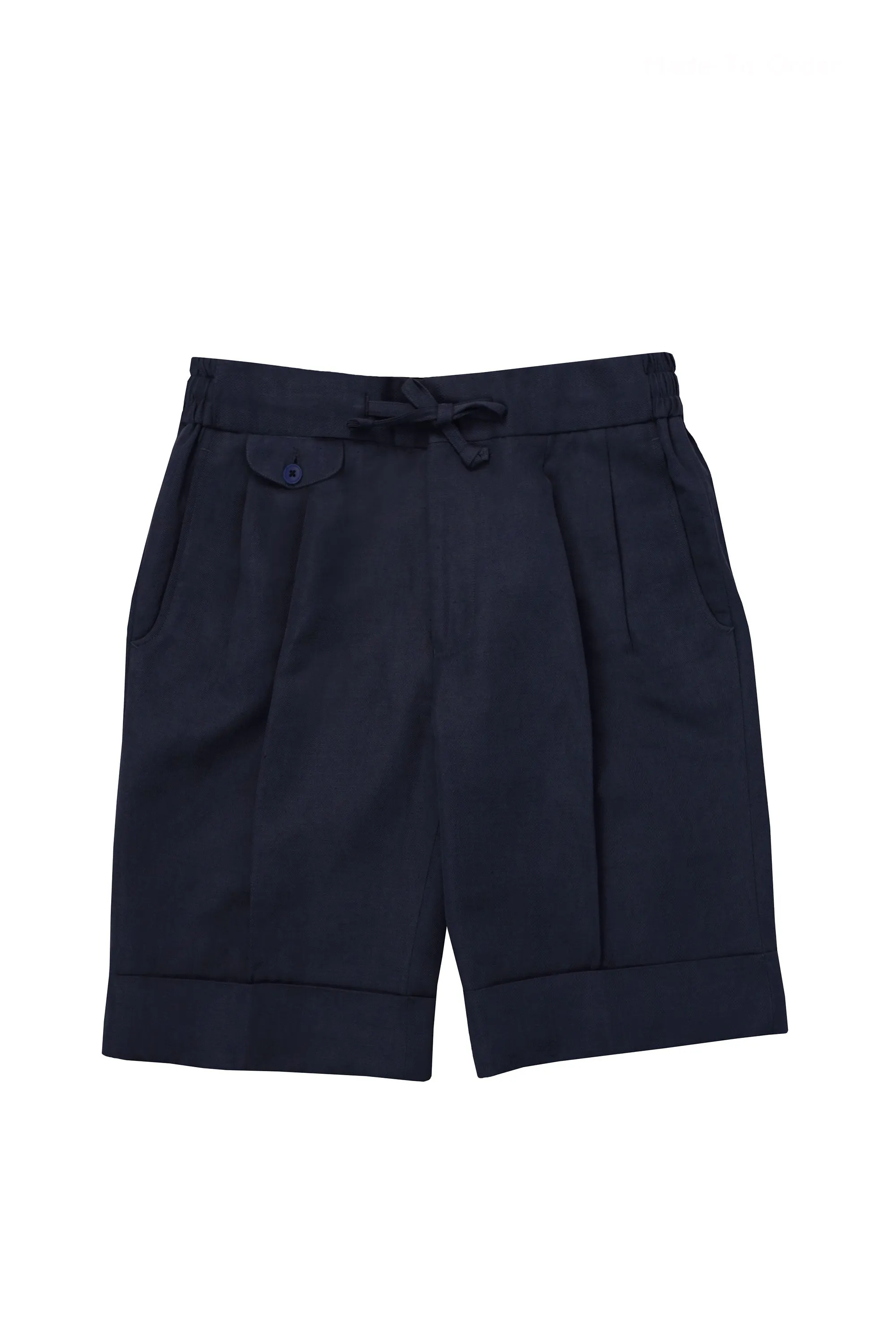 Navy Linen Bermuda Shorts