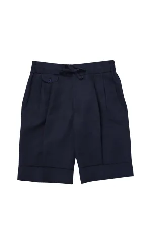Navy Linen Bermuda Shorts