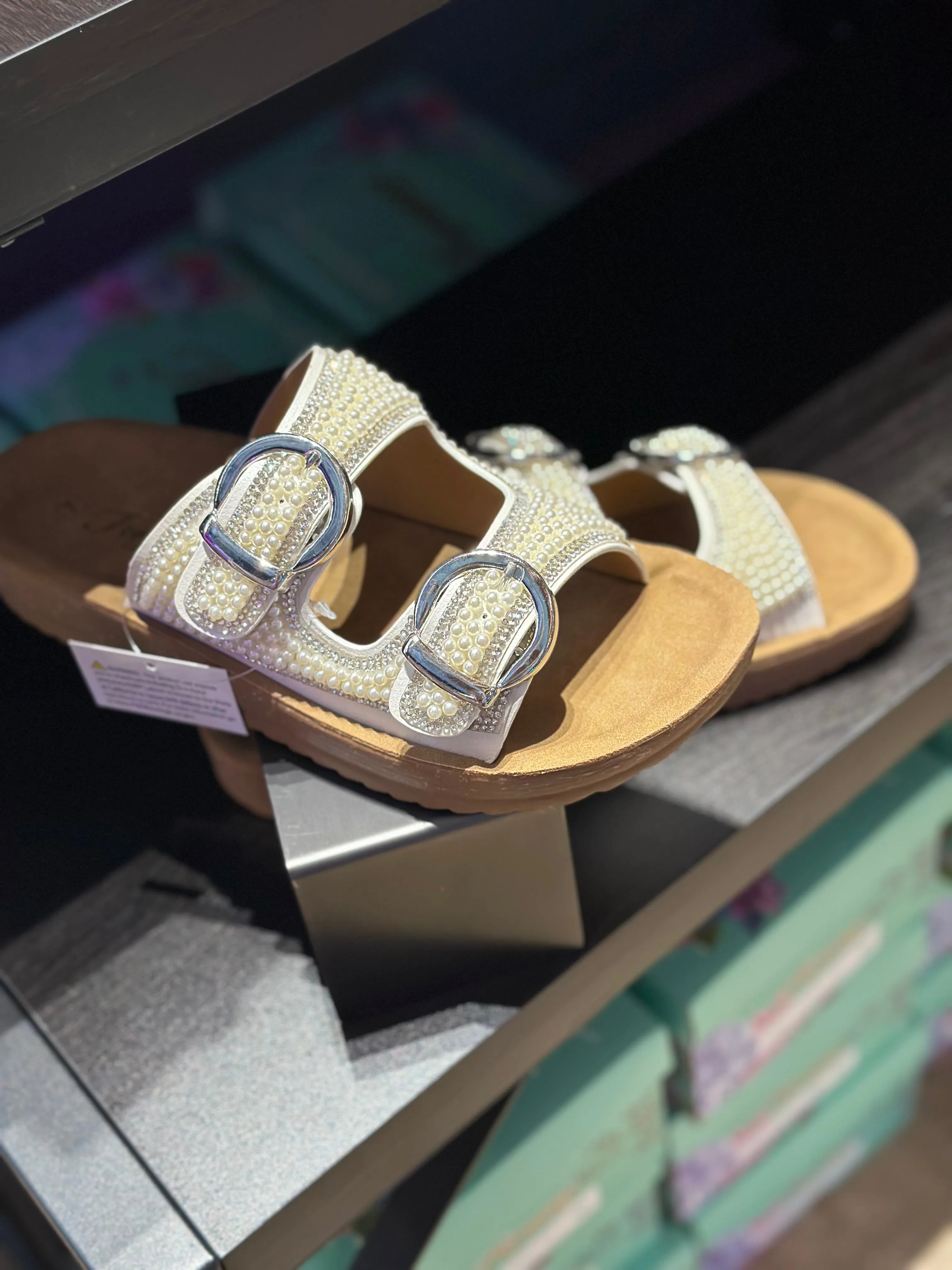 Pearl Double Buckle Sandals