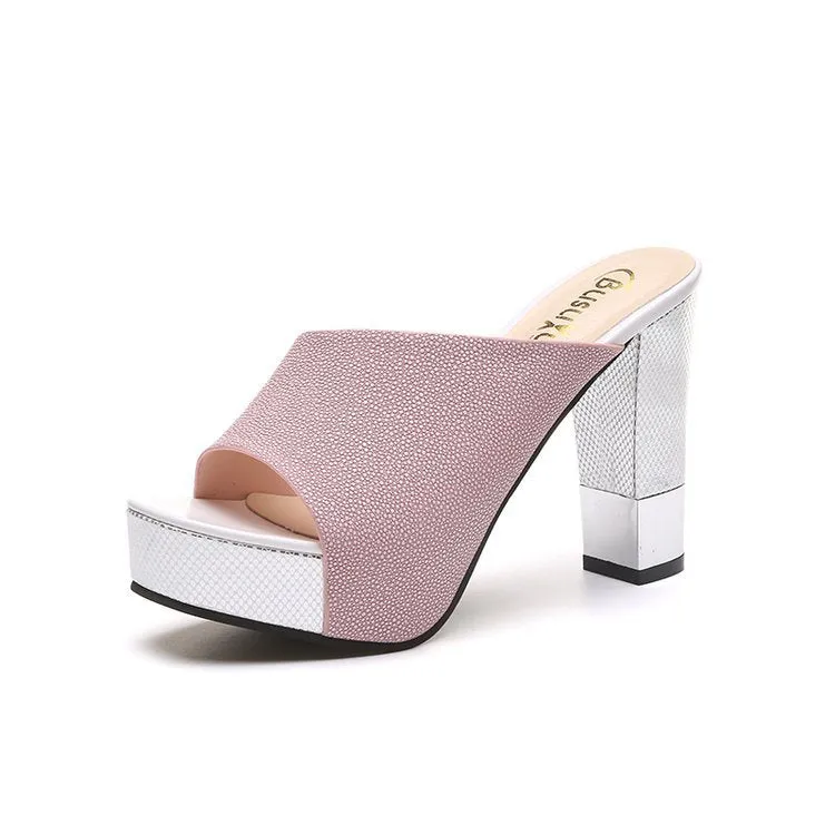 Platform Open Toe High Chunky Heels Slippers Sandals