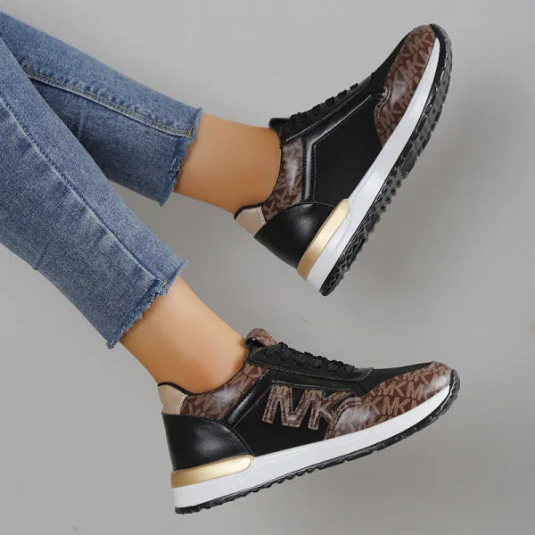 Purpdrank - Black Casual Sportswear Daily Patchwork Printing Round Comfortable Out Door Sport Shoes