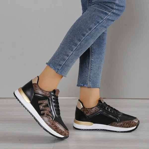 Purpdrank - Black Casual Sportswear Daily Patchwork Printing Round Comfortable Out Door Sport Shoes