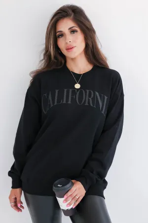 "California" Embroidered Sweatshirt - Black