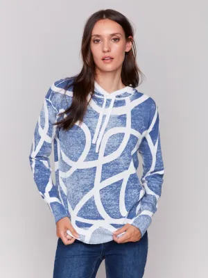 Reverse Print Hoodie Sweater - Denim