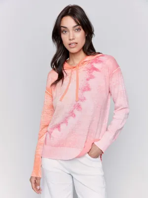 Reverse Print Hoodie Sweater - Papaya
