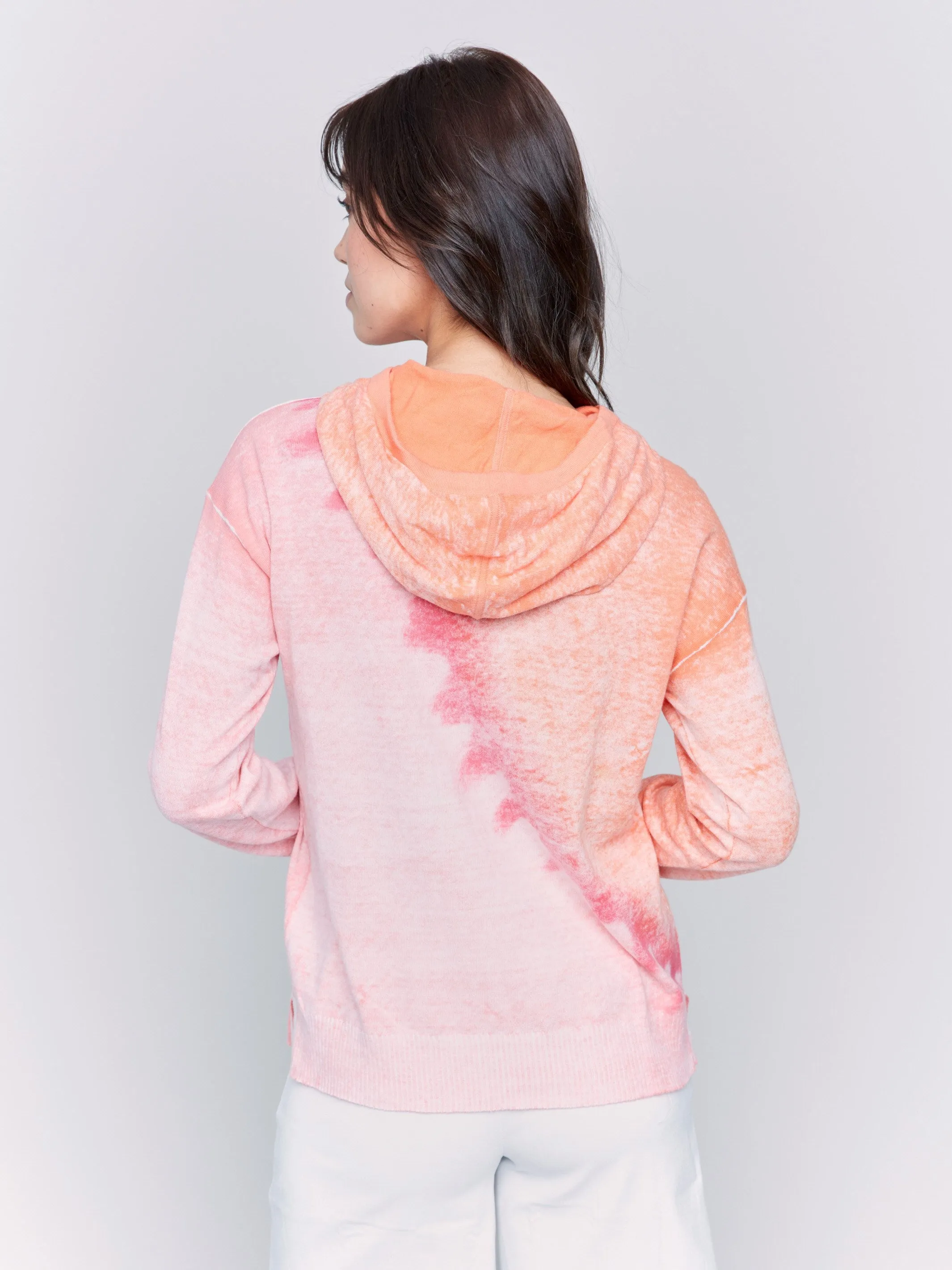 Reverse Print Hoodie Sweater - Papaya