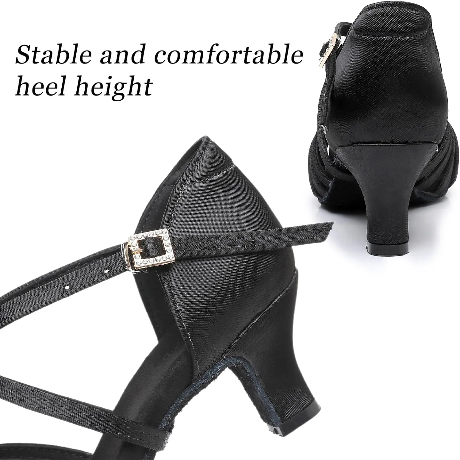 Rosefinch Women's Latin Dance Shoes Satin Professional Ballroom Salsa Practice Performance Dance Shoes