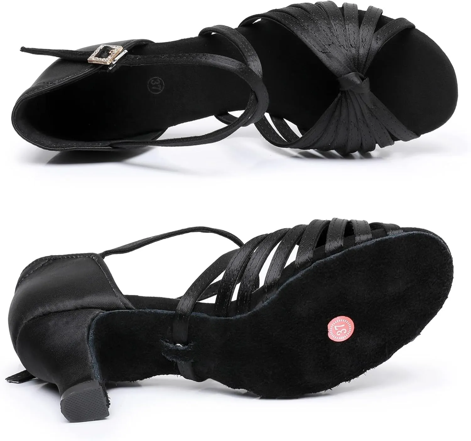 Rosefinch Women's Latin Dance Shoes Satin Professional Ballroom Salsa Practice Performance Dance Shoes