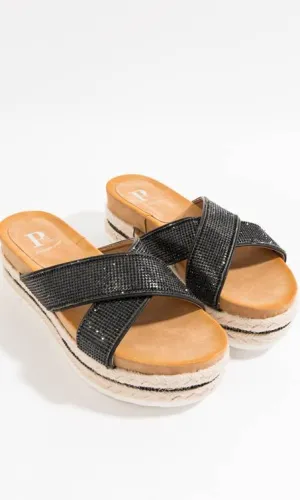 Sandals by Pia Rossini in Diamante Black
