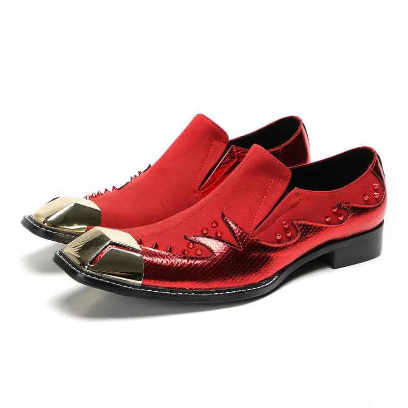 Slip-on leather shoes for men, British slip-ons, lazy casual shoes, Korean style inner heightening loafers, red green trendy shoes
