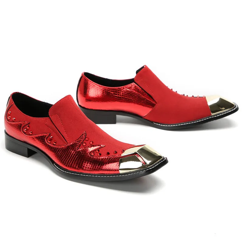 Slip-on leather shoes for men, British slip-ons, lazy casual shoes, Korean style inner heightening loafers, red green trendy shoes