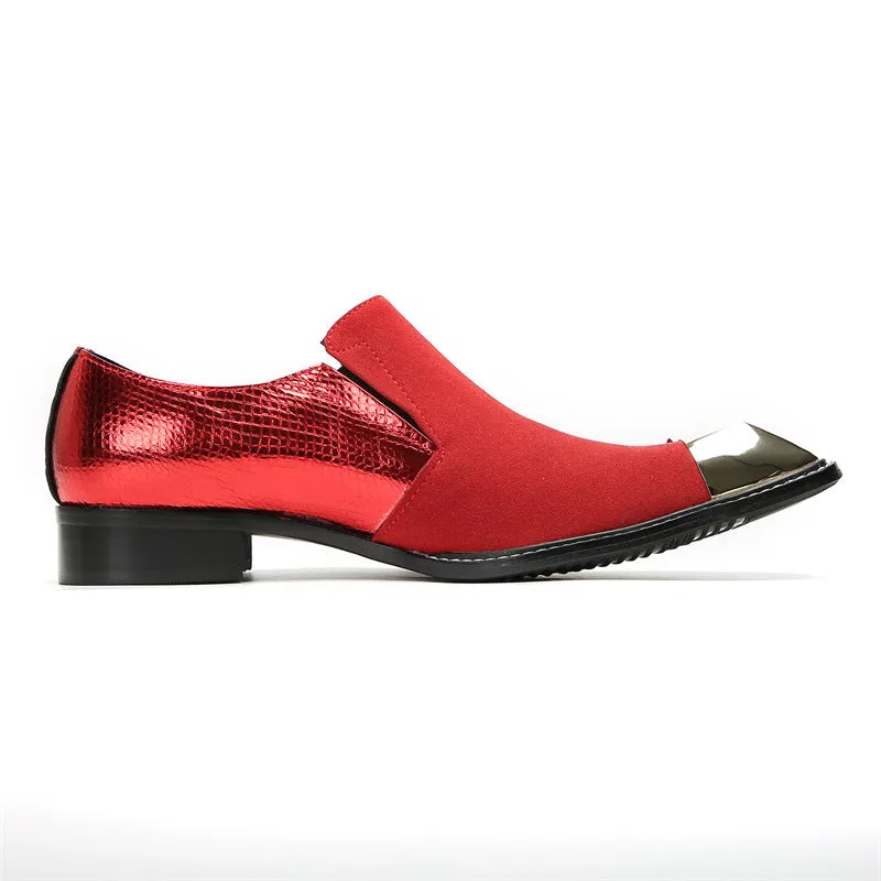Slip-on leather shoes for men, British slip-ons, lazy casual shoes, Korean style inner heightening loafers, red green trendy shoes