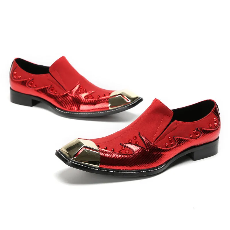Slip-on leather shoes for men, British slip-ons, lazy casual shoes, Korean style inner heightening loafers, red green trendy shoes
