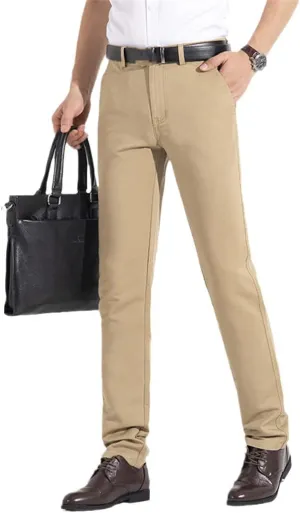 Spring Autumn Summer Business Slim Trousers, Man 100% Cotton Trousers, Casual Full Length Formal Pants