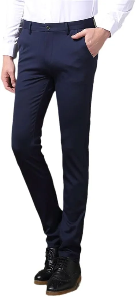 Spring Summer Men Casual Pants, Male Cotton Business Full Length Flat Trousers