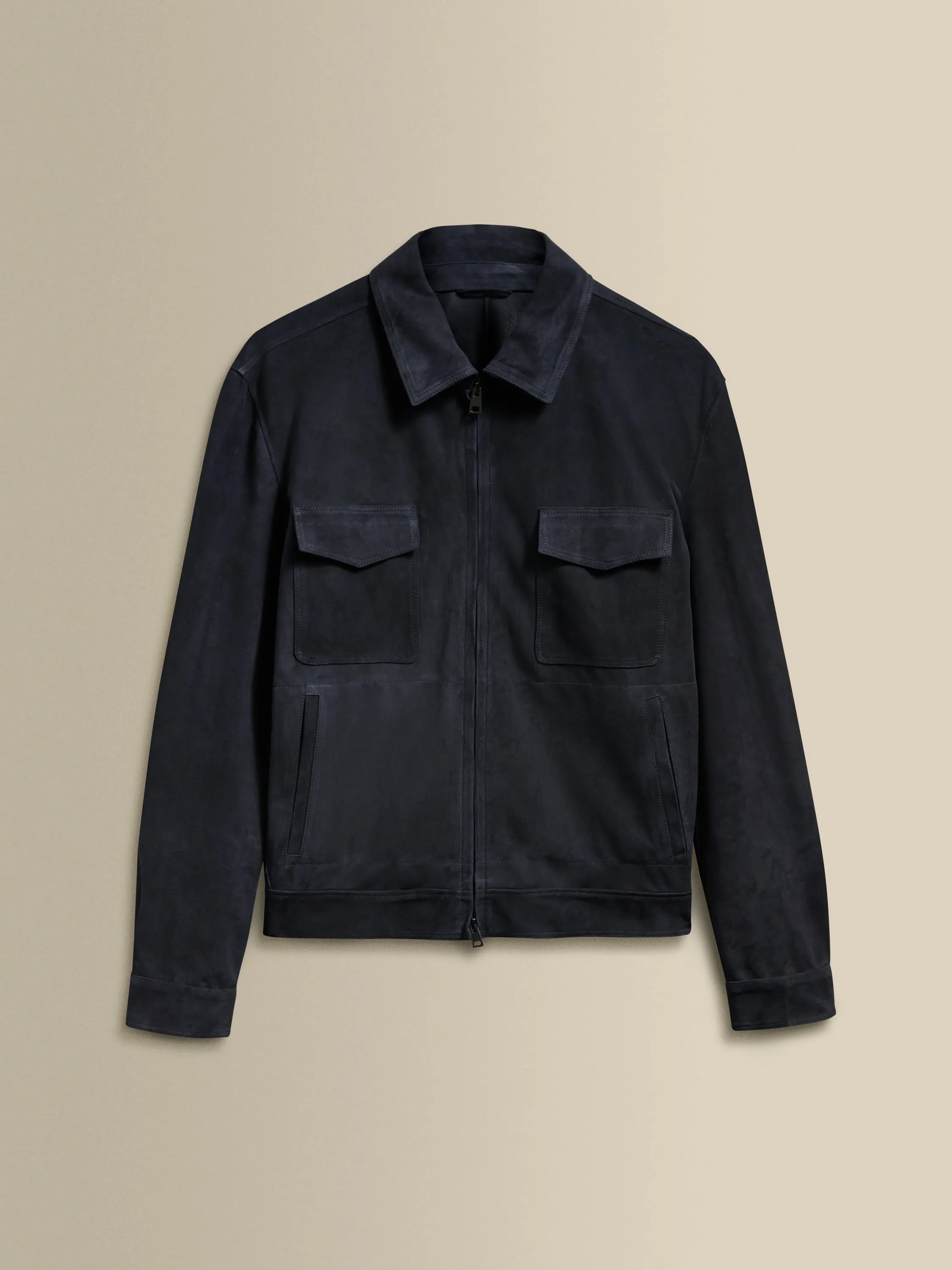 Suede Zip-Through Pocket Bomber Jacket