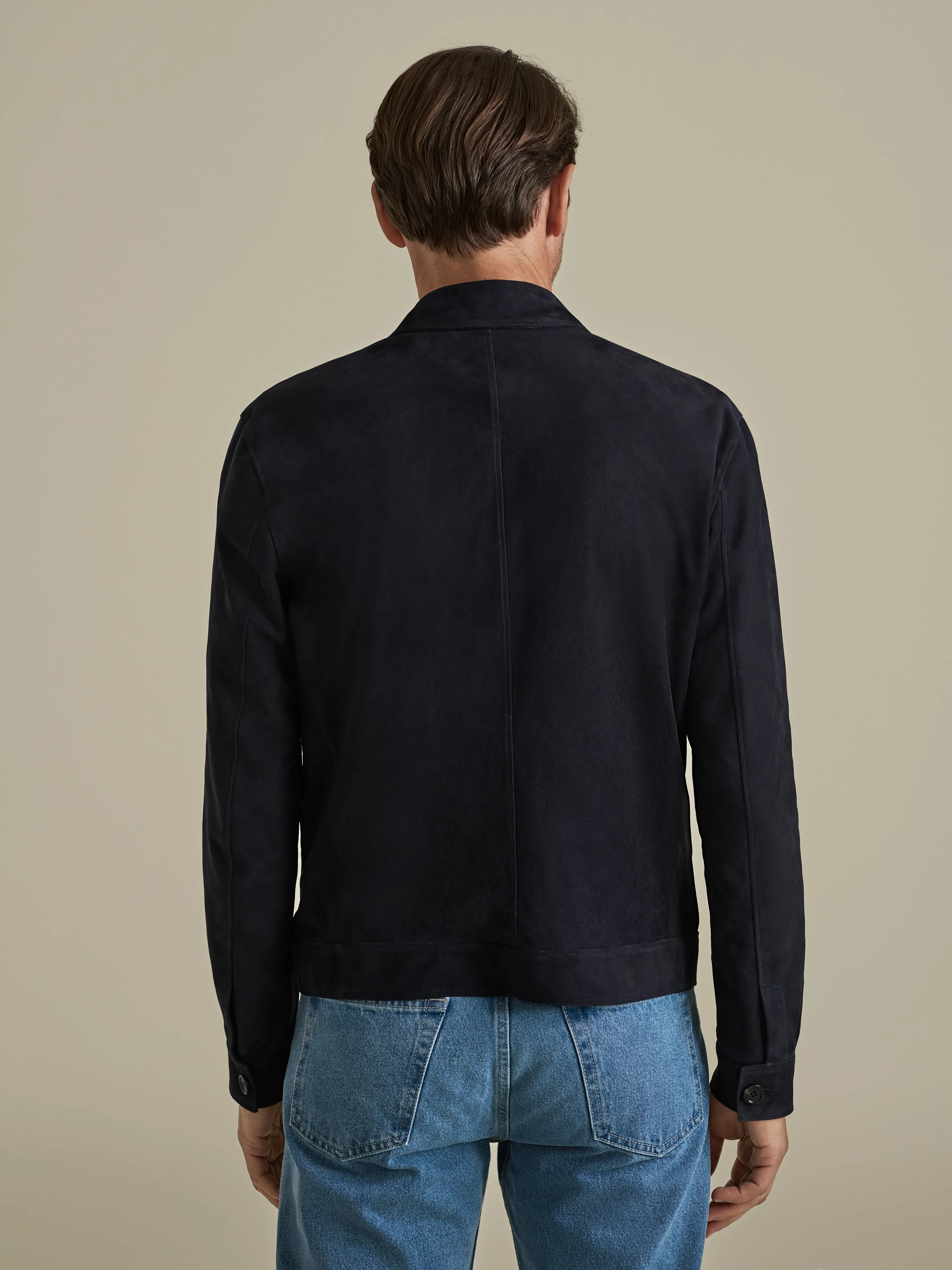 Suede Zip-Through Pocket Bomber Jacket