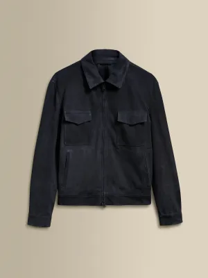 Suede Zip-Through Pocket Bomber Jacket