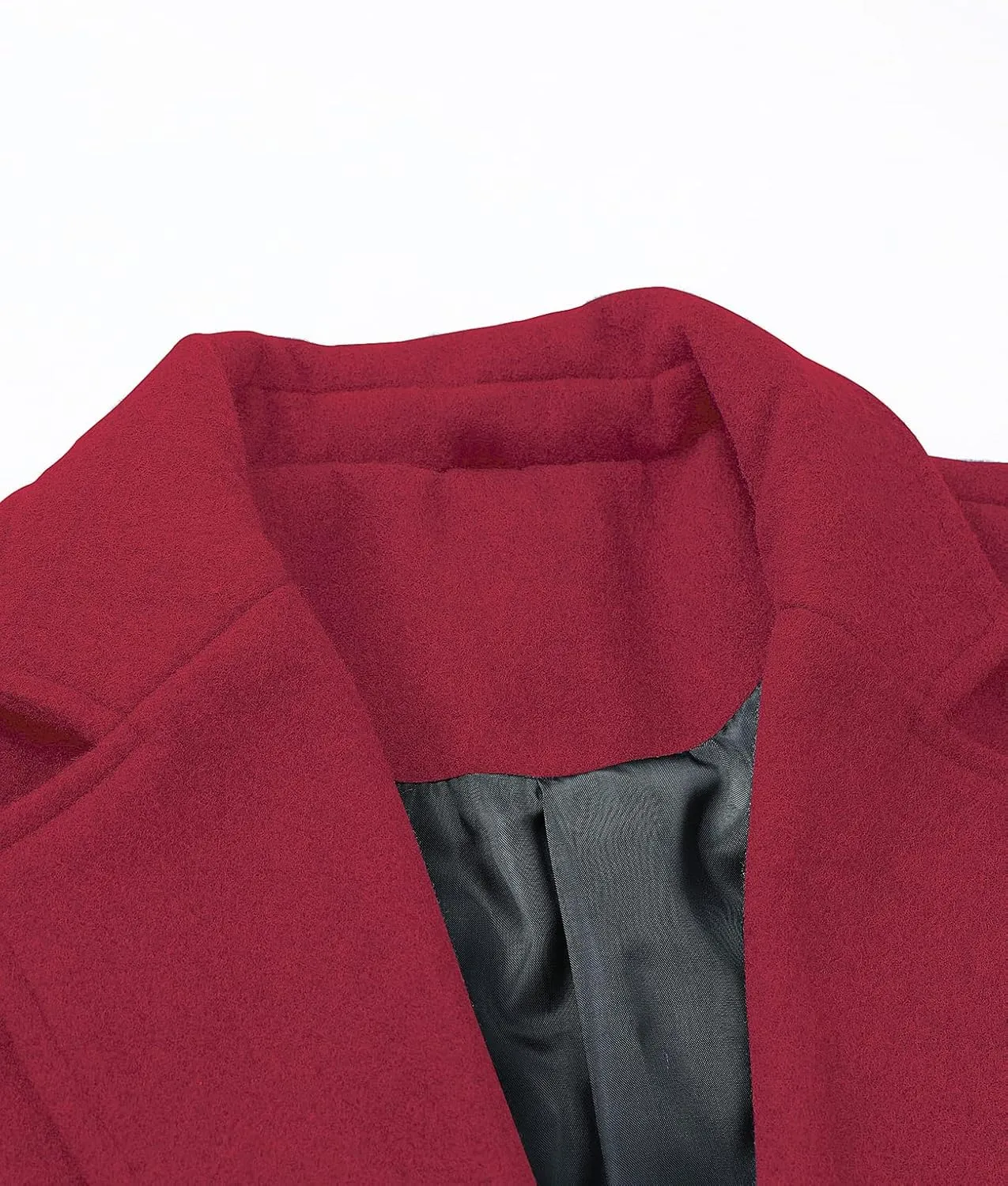 ThCreasa Mens Wool Blend Trench Coat Single Breasted Notch Lapel Walker Mid-Length Classic Pea Top Coat